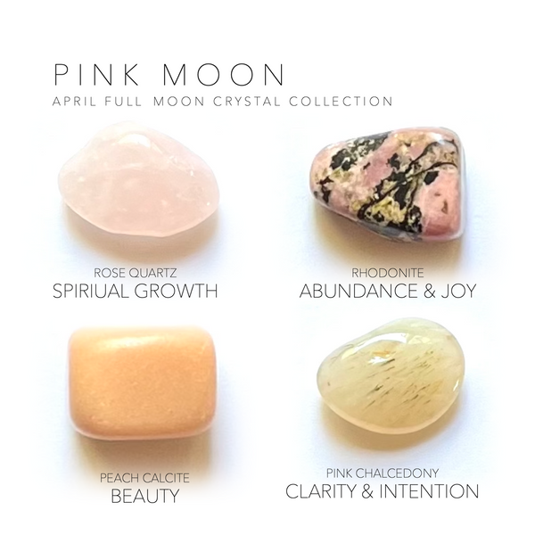 APRIL FULL MOON - PINK MOON - Rox Box - crystal set - Crystal Grids