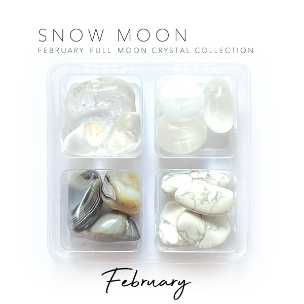 FEBRUARY FULL MOON - SNOW MOON - Rox Box - crystal set - Crystal Grids
