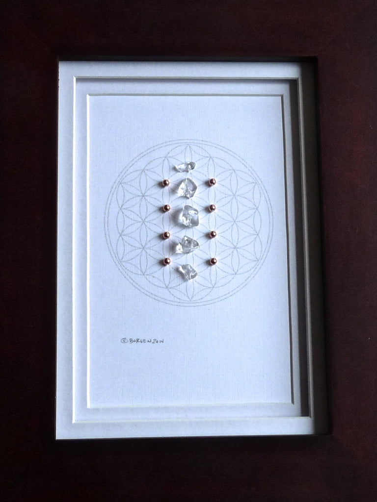 APRIL BIRTHSTONE GRID --- framed crystal grid