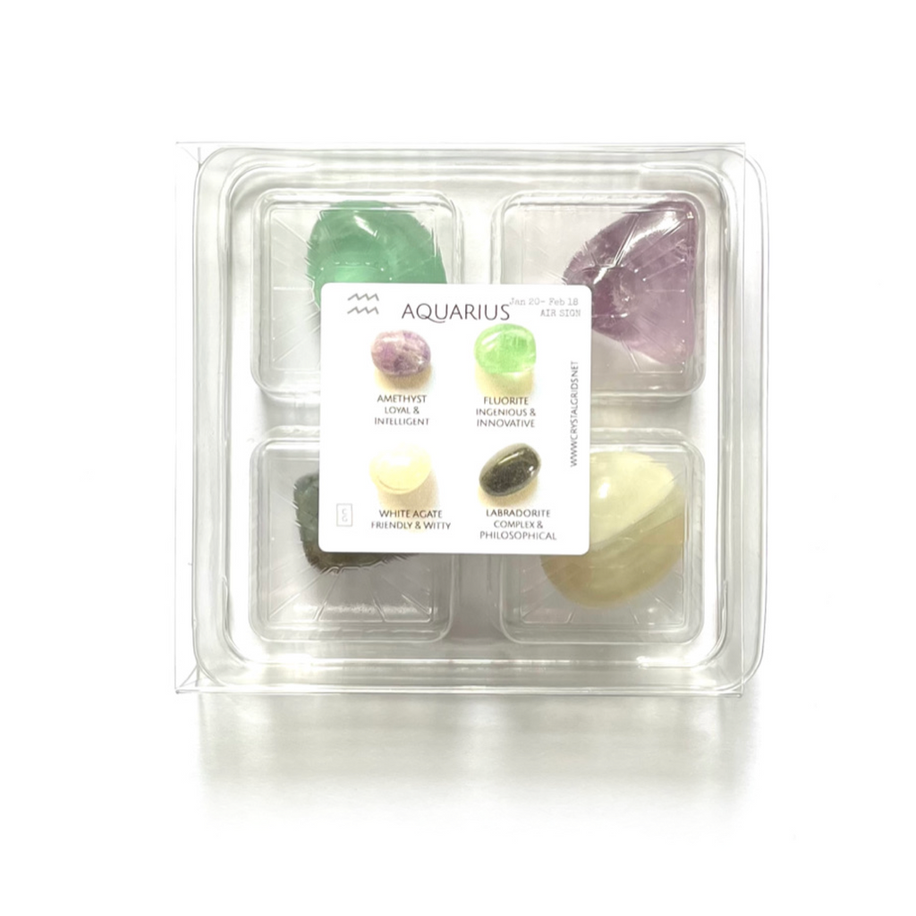 Aquarius Zodiac - jumbo 4 pack - crystals and stones