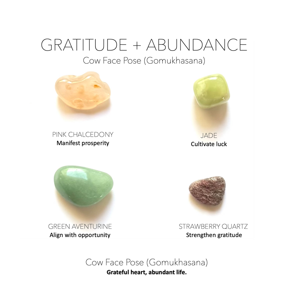 GRATITUDE + ABUNDANCE - Cow Face Pose (Gomukhasana) - Yoga Crystals Rox Box Collection