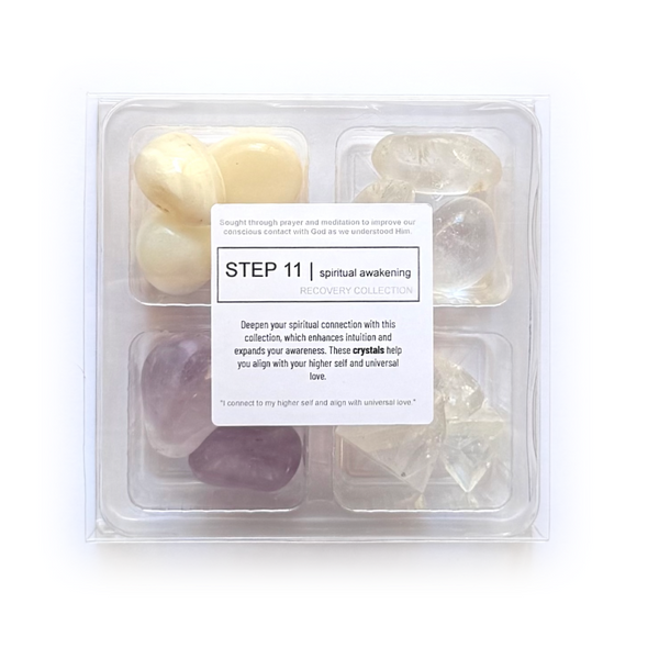 STEP 11 - sobriety stones - Rox Box - recovery crystal set - Crystal Grids