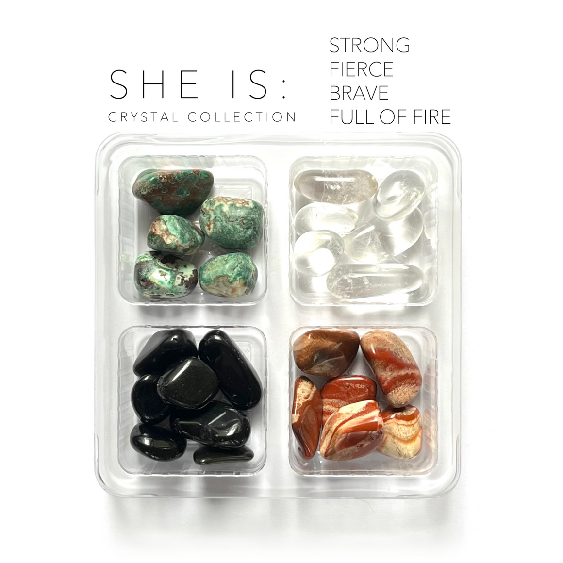 SHE IS: strong, fierce, brave, full of fire ---  Rox Box - healing crystal set