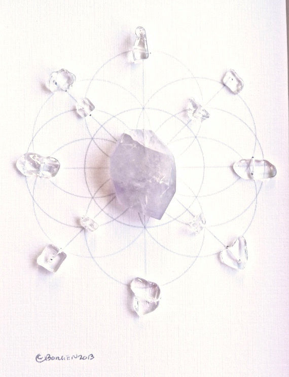 AMETHYST -- framed crystal grid