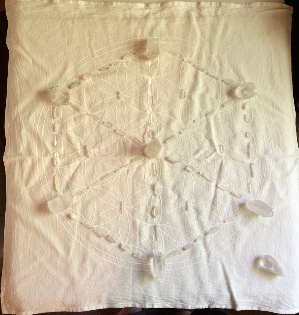 XL FLOWER OF LIFE -- Crystal Grid Cloth -- White Ink