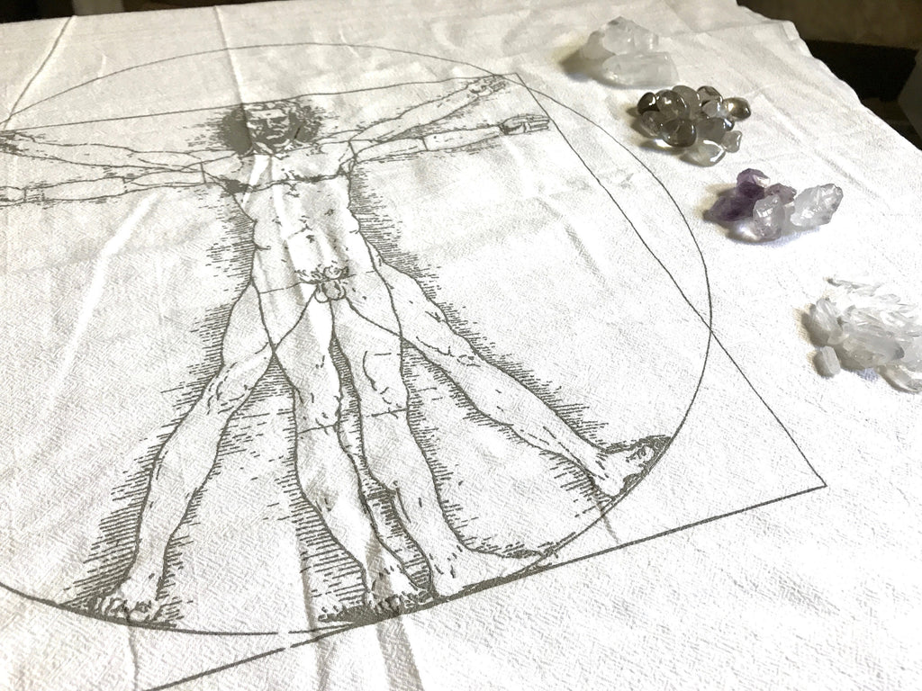 XL VIRTRUVIAN MAN ---  Crystal Grid Cloth