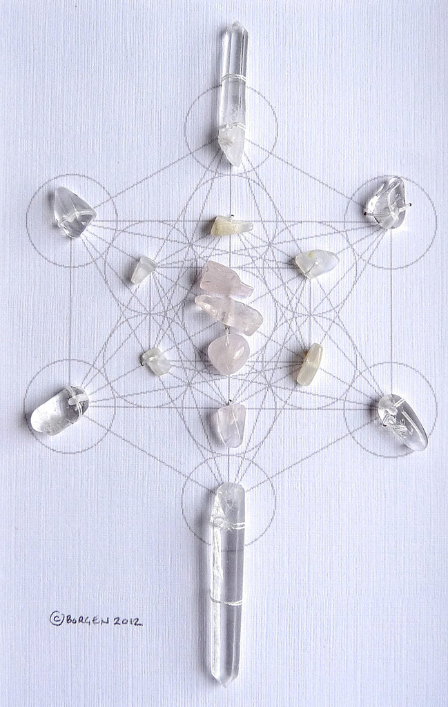 COMPASSION LOVE CLARITY -- framed crystal grid