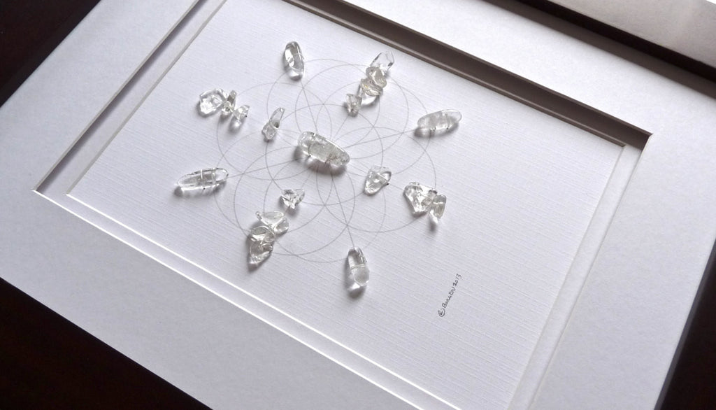 HEALTH BAGUA AREA --- feng shui art-- framed crystal grid