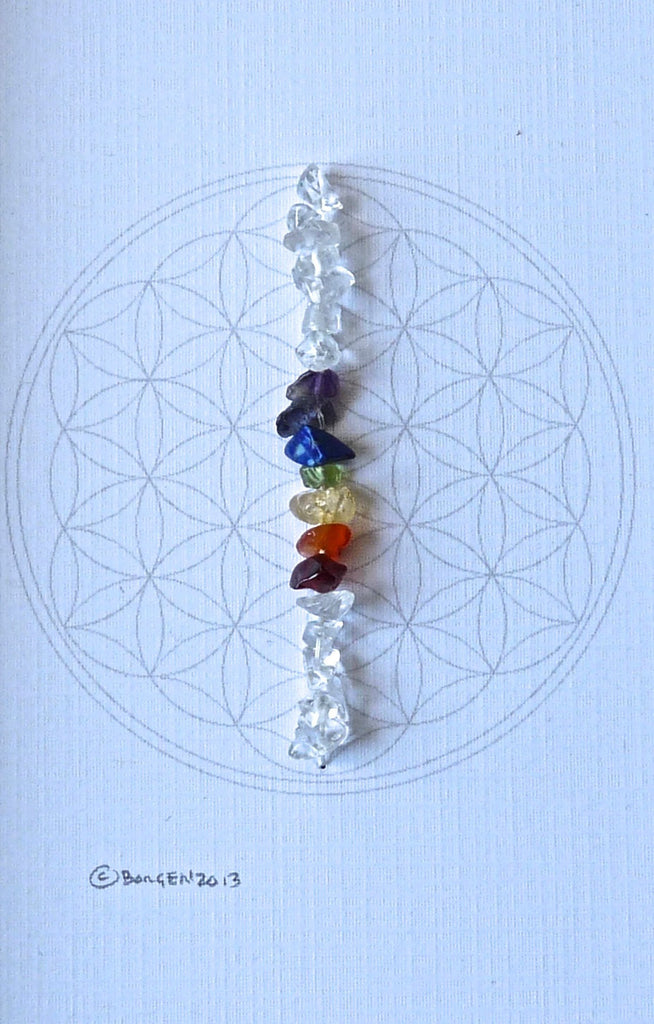 CHAKRA FLOWER of LIFE -- framed crystal grid