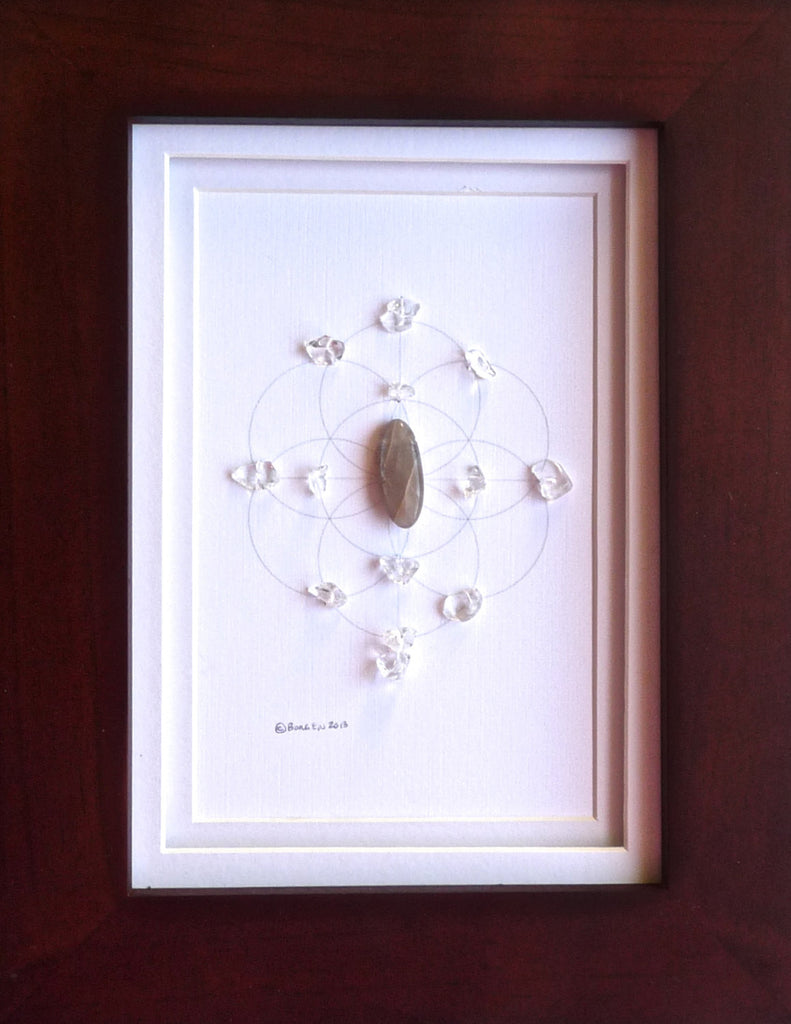 MOONSTONE -- framed crystal grid