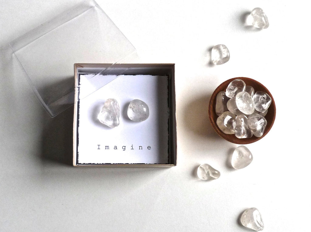 I M A G I N E - CLEAR QUARTZ -- intention stones with gift box