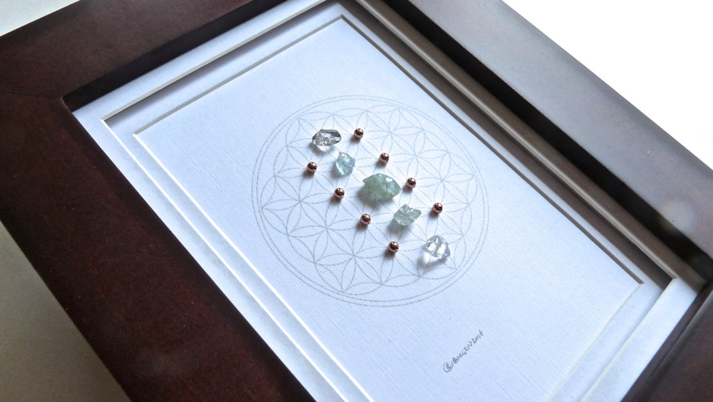MARCH BIRTHSTONE GRID -- framed crystal grid