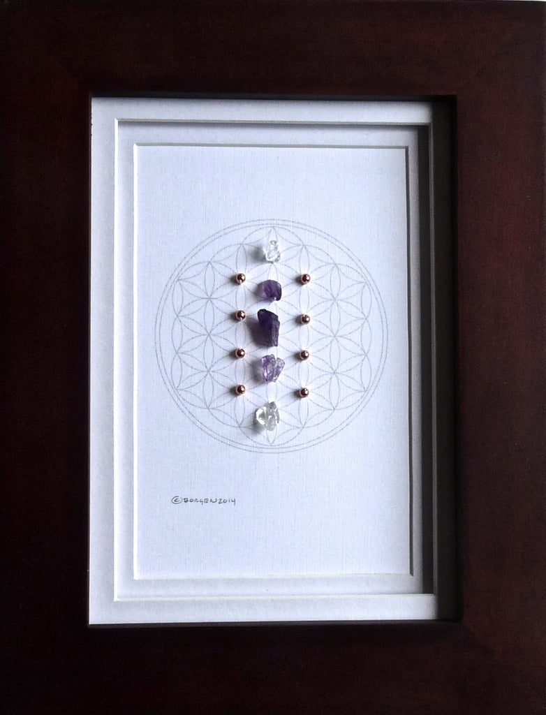 FEBRUARY BIRTHSTONE -- framed crystal grid
