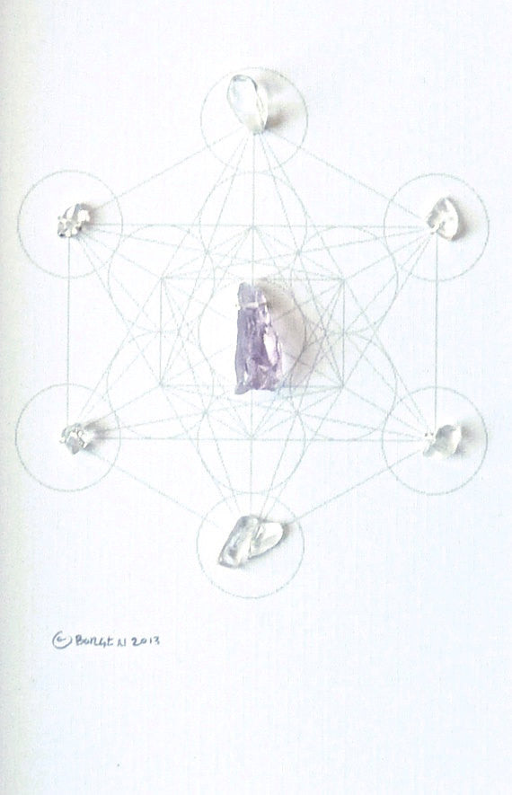 BE HERE NOW -- framed crystal grid